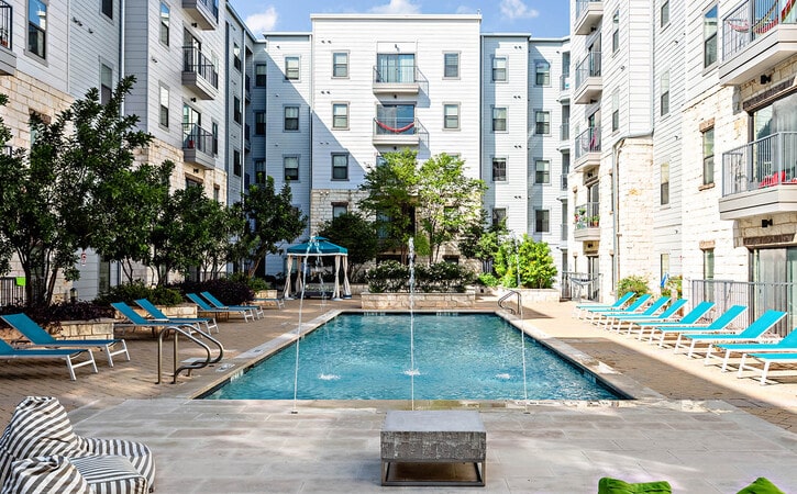 resort style pool grill area 2 axis west campus luxury off campus apartments near ut austin texas axis